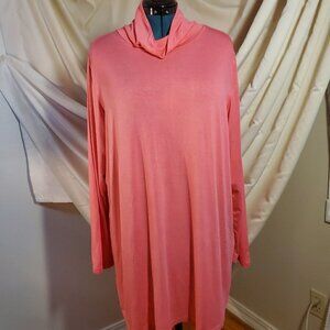 0096. NWOTs ~ Denim 24/7 ~ X-Long Pink Silky T-Neck ~ 18-20